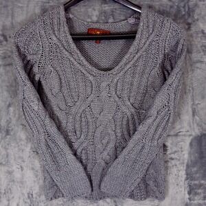 7 For All Mankind Sweater Womens Extra Small Gray Cable Knit Alpaca Wool